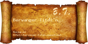 Bervanger Titán névjegykártya